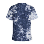 Blue And White Acid Wash Tie Dye Print Men's Sports T-Shirt