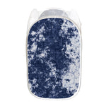 Blue And White Acid Wash Tie Dye Print Mesh Laundry Hamper
