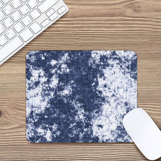 Blue And White Acid Wash Tie Dye Print Mouse Pad