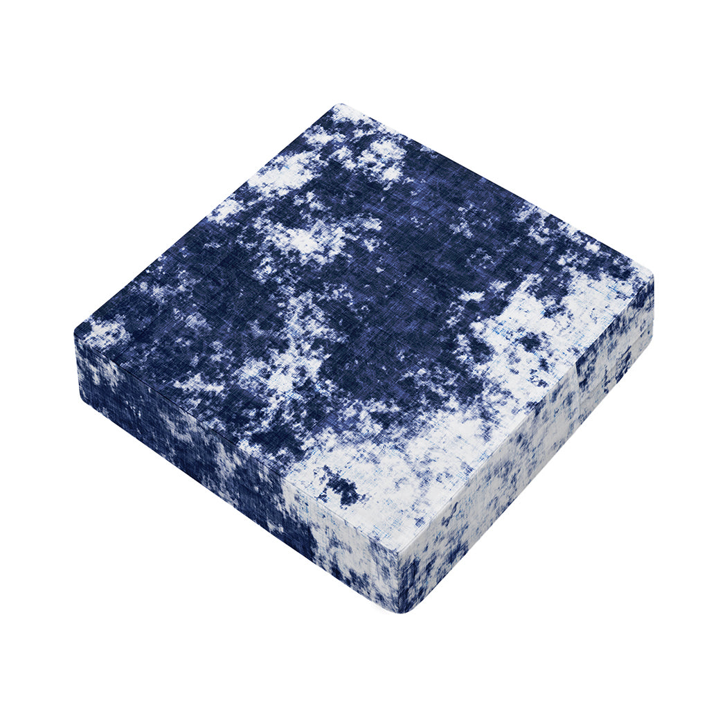Blue And White Acid Wash Tie Dye Print Outdoor Seat Cushion Cover