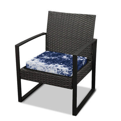 Blue And White Acid Wash Tie Dye Print Outdoor Seat Cushion Cover