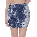 Blue And White Acid Wash Tie Dye Print Pencil Mini Skirt