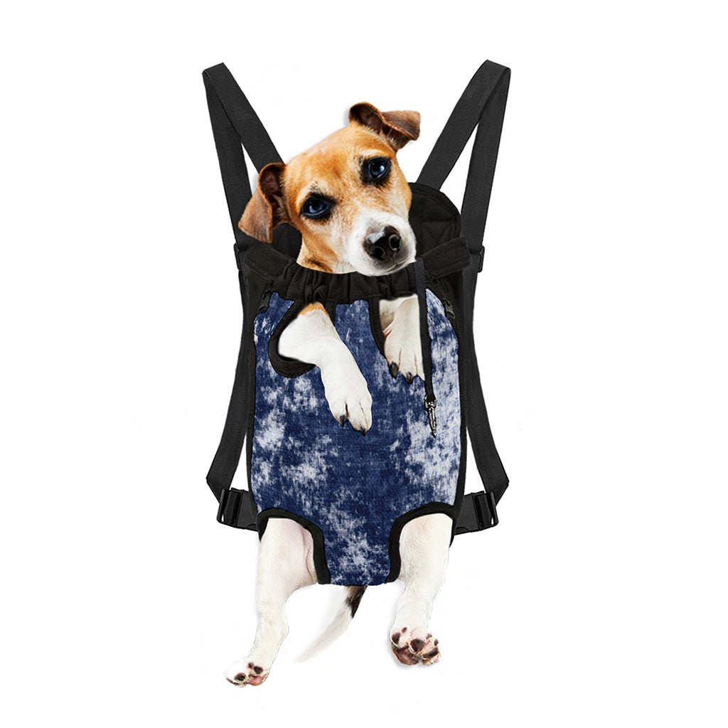 Blue And White Acid Wash Tie Dye Print Pet Carrier Backpack