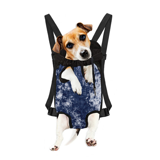 Blue And White Acid Wash Tie Dye Print Pet Carrier Backpack