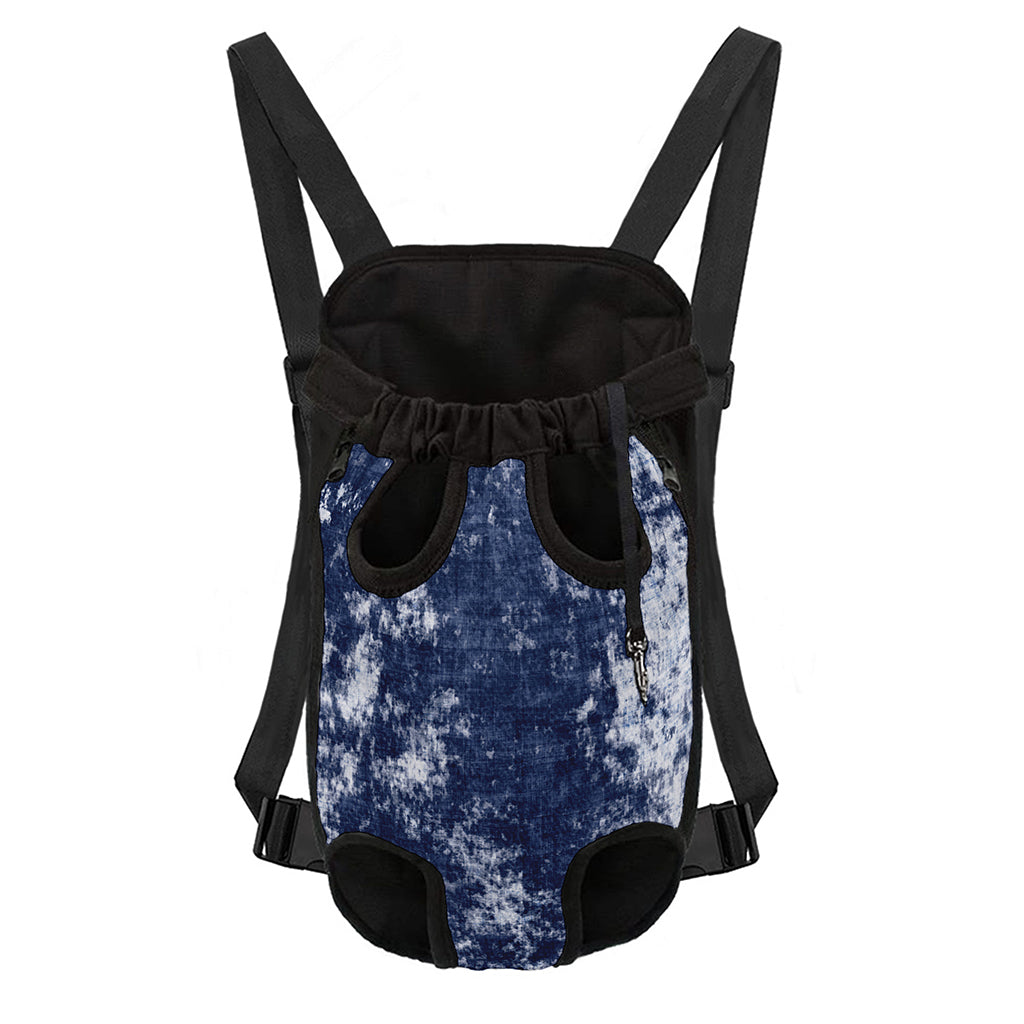 Blue And White Acid Wash Tie Dye Print Pet Carrier Backpack