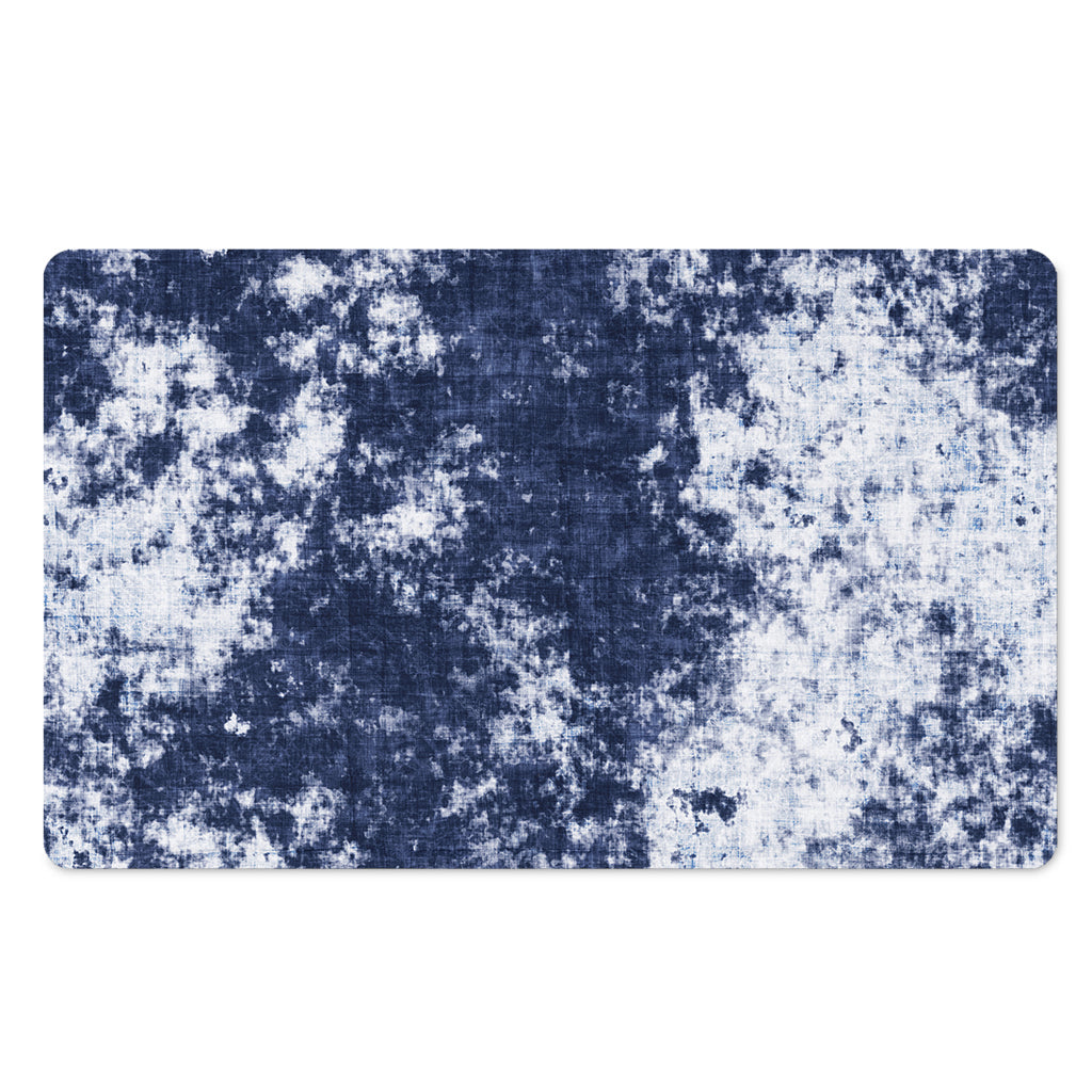 Blue And White Acid Wash Tie Dye Print Polyester Doormat