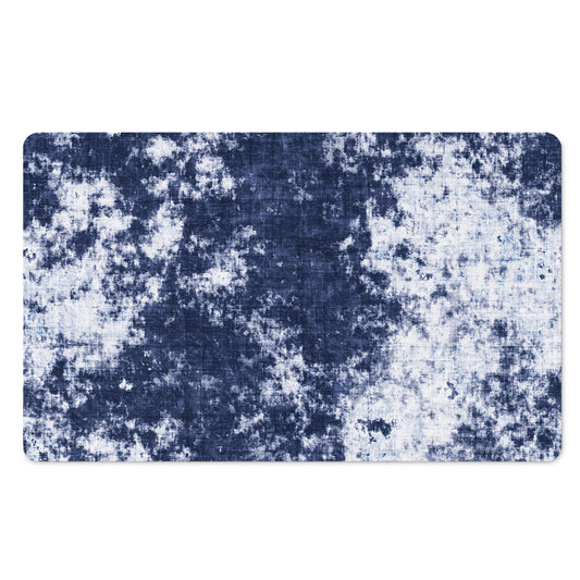 Blue And White Acid Wash Tie Dye Print Polyester Doormat