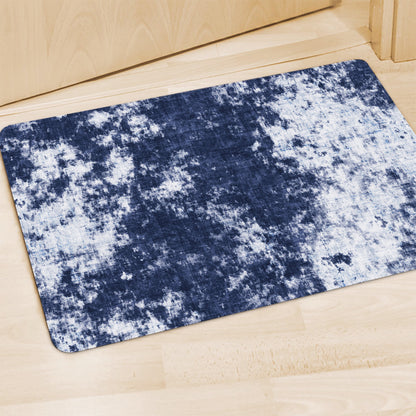 Blue And White Acid Wash Tie Dye Print Polyester Doormat