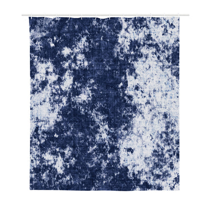 Blue And White Acid Wash Tie Dye Print Polyester Shower Curtain