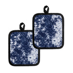 Blue And White Acid Wash Tie Dye Print Pot Holders