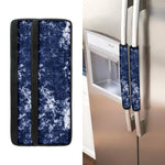 Blue And White Acid Wash Tie Dye Print Refrigerator Handle Covers