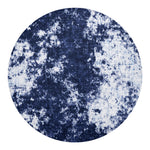 Blue And White Acid Wash Tie Dye Print Round Blanket