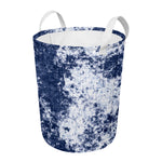 Blue And White Acid Wash Tie Dye Print Round Laundry Basket
