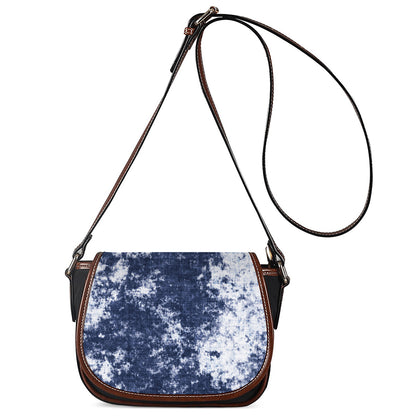 Blue And White Acid Wash Tie Dye Print Saddle Bag