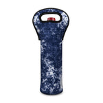 Blue And White Acid Wash Tie Dye Print Single Neoprene Wine Tote