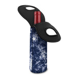 Blue And White Acid Wash Tie Dye Print Single Neoprene Wine Tote