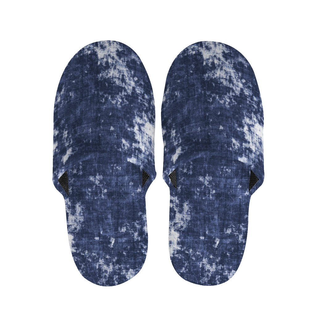 Blue And White Acid Wash Tie Dye Print Slippers