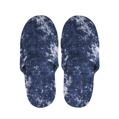 Blue And White Acid Wash Tie Dye Print Slippers