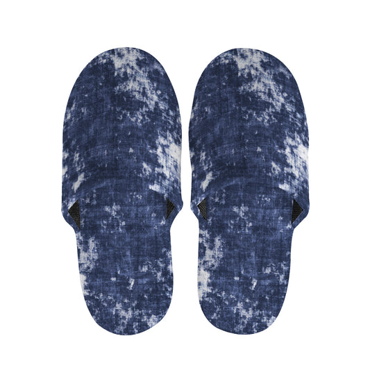 Blue And White Acid Wash Tie Dye Print Slippers