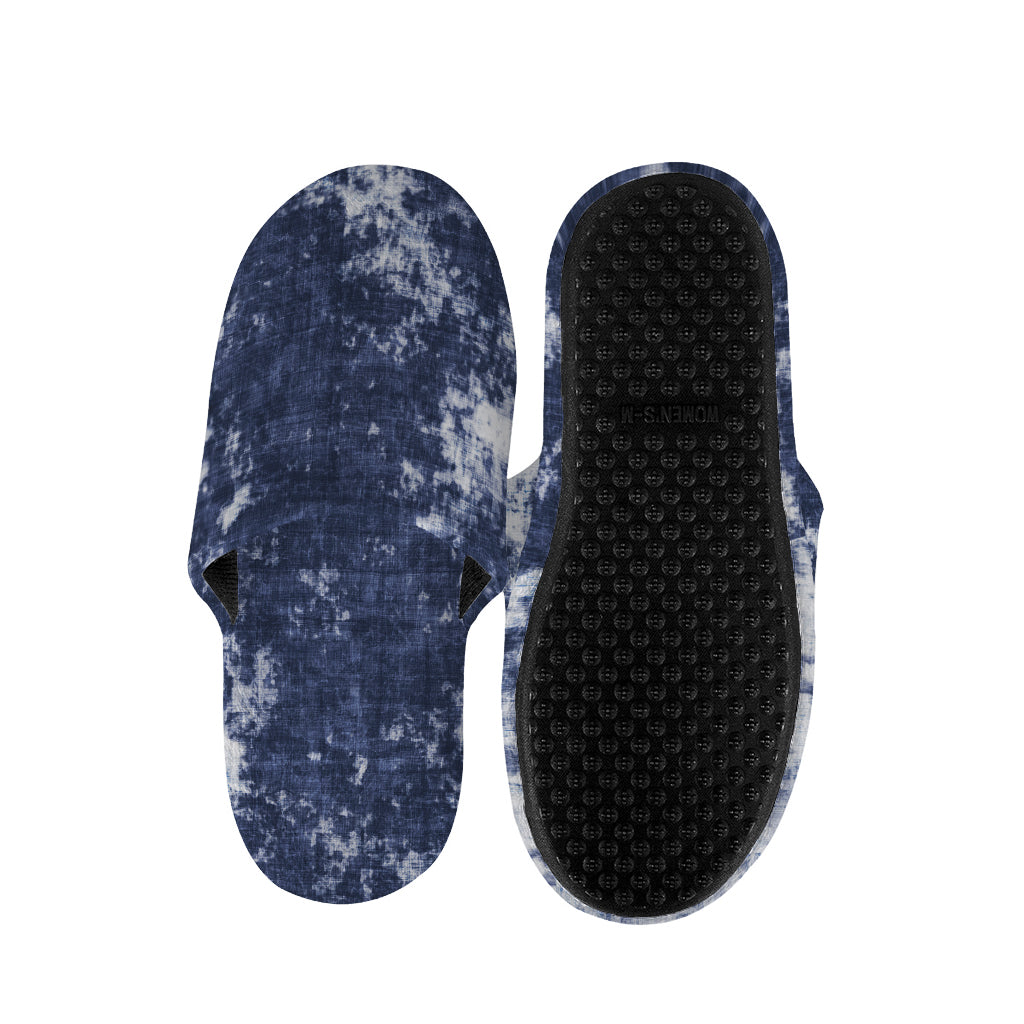 Blue And White Acid Wash Tie Dye Print Slippers