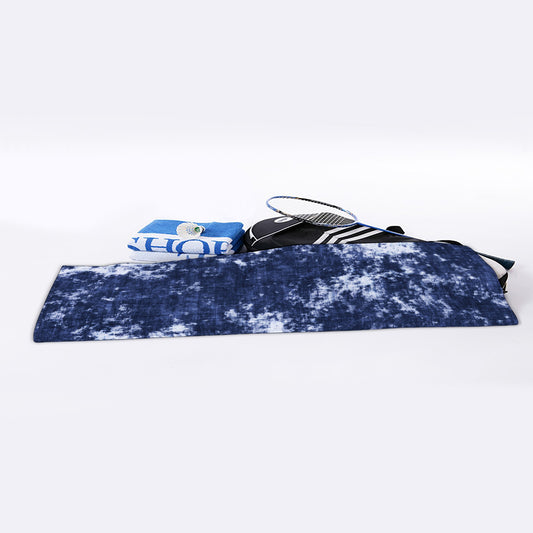 Blue And White Acid Wash Tie Dye Print Sports Towel