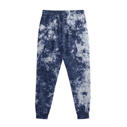 Blue And White Acid Wash Tie Dye Print Sweatpants