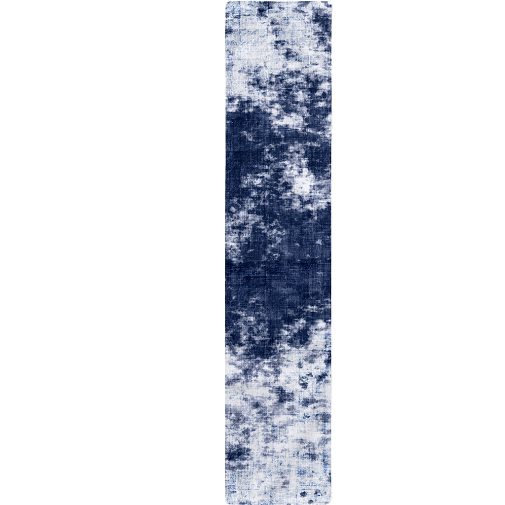 Blue And White Acid Wash Tie Dye Print Table Runner