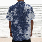 Blue And White Acid Wash Tie Dye Print Textured Short Sleeve Shirt