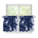 Blue And White Acid Wash Tie Dye Print Tier Curtains