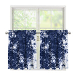 Blue And White Acid Wash Tie Dye Print Tier Curtains