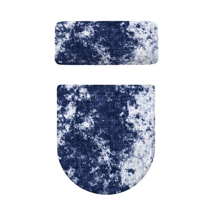 Blue And White Acid Wash Tie Dye Print Toilet Lid And Tank Cover Set
