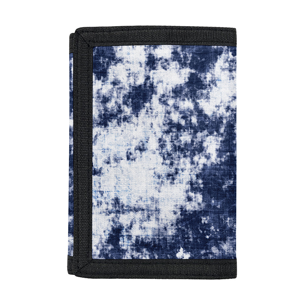 Blue And White Acid Wash Tie Dye Print Trifold Wallet