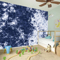 Blue And White Acid Wash Tie Dye Print Wall Sticker