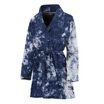 Blue And White Acid Wash Tie Dye Print Women's Bathrobe