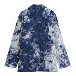 Blue And White Acid Wash Tie Dye Print Women's Blazer