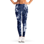 Blue And White Acid Wash Tie Dye Print Women's Leggings