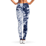 Blue And White Acid Wash Tie Dye Print Women's Leggings