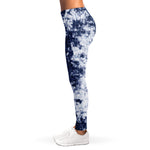 Blue And White Acid Wash Tie Dye Print Women's Leggings