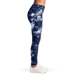 Blue And White Acid Wash Tie Dye Print Women's Leggings
