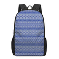 Blue And White African Pattern Print 17 Inch Backpack