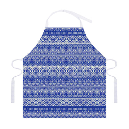 Blue And White African Pattern Print Adjustable Apron