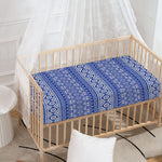 Blue And White African Pattern Print Baby Crib Sheet