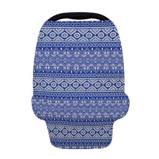 Blue And White African Pattern Print Baby Seat Cover