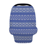Blue And White African Pattern Print Baby Seat Cover