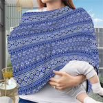 Blue And White African Pattern Print Baby Seat Cover