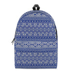 Blue And White African Pattern Print Backpack