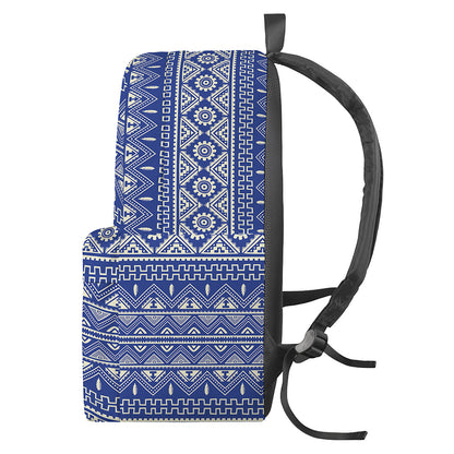 Blue And White African Pattern Print Backpack