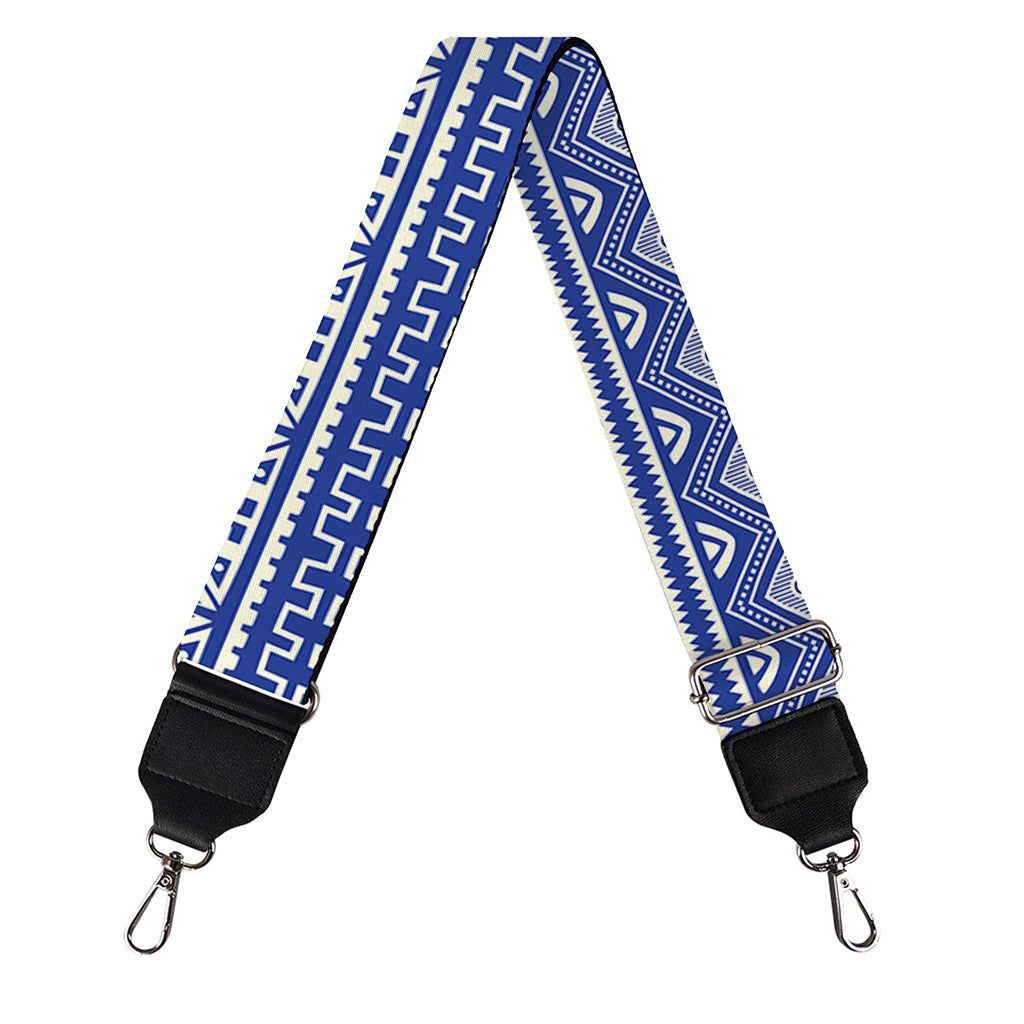 Blue And White African Pattern Print Bag Strap
