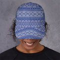 Blue And White African Pattern Print Baseball Cap