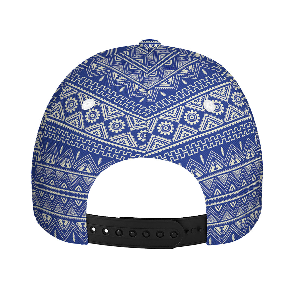 Blue And White African Pattern Print Baseball Cap